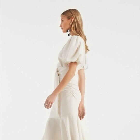 Sachin & Babi Camila Ivory Crepe Ruched Mermaid Maxi Dress NEW $650 Size 10 - Picture 9 of 13